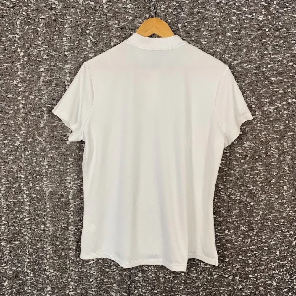 Nike Dri-Fit Vanderbilt 1/4 Zip White Polo Shirt Short Sleeve Logo Women's Large